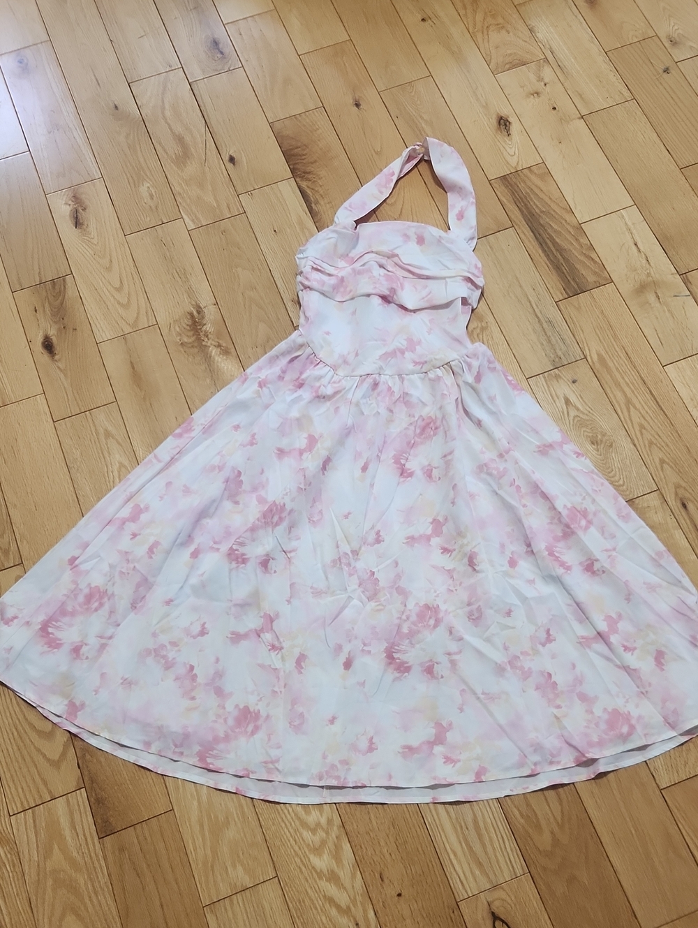 Pink And White Floral Tie Dye Summer Dress Size 12